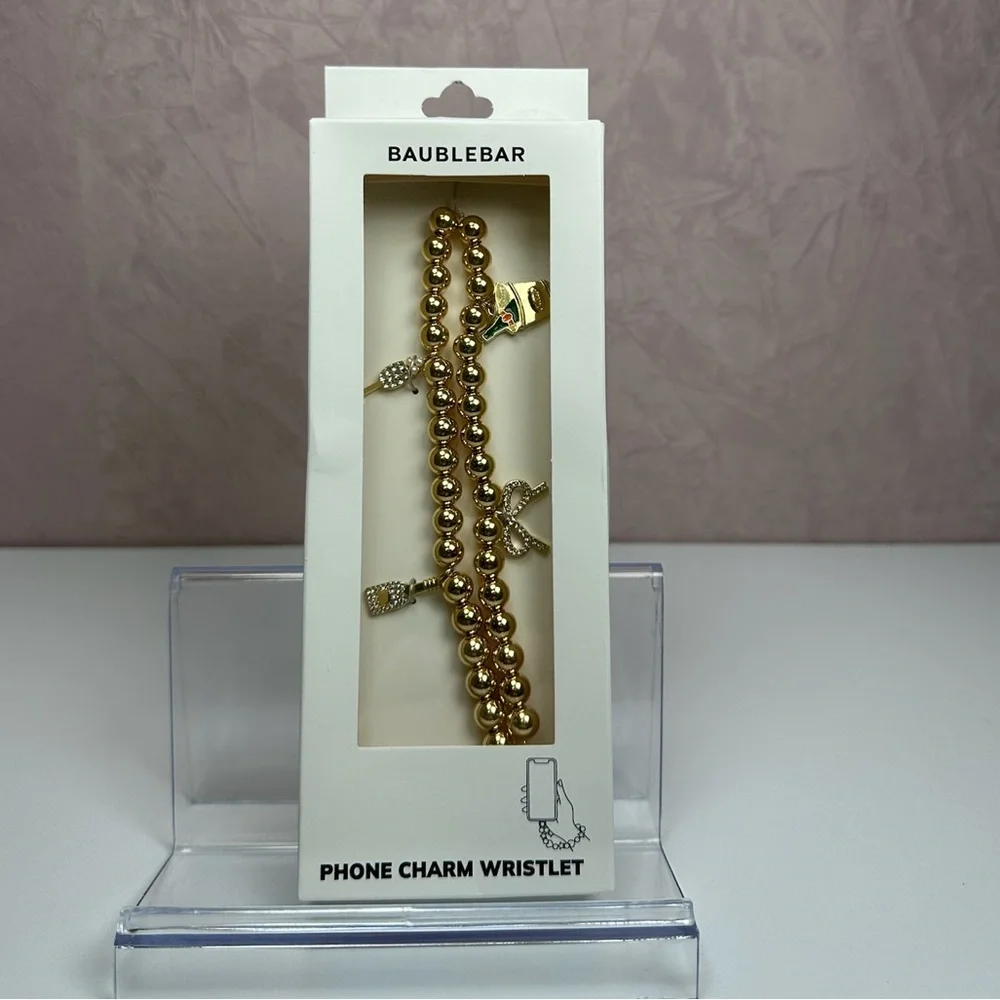 BaubleBar Gold Colored Beaded Phone Charm Wristlet - Picture 6 of 14